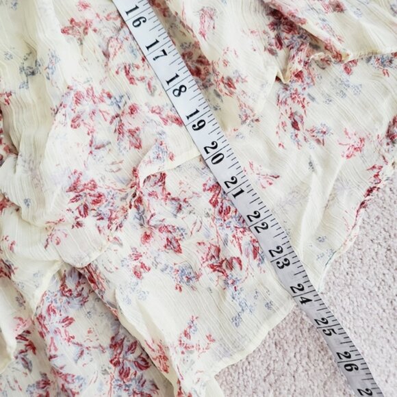 Zara Retro Folk Embroidered Chiffon Boho Coquette Prairie Country Blouse S - Picture 7 of 8